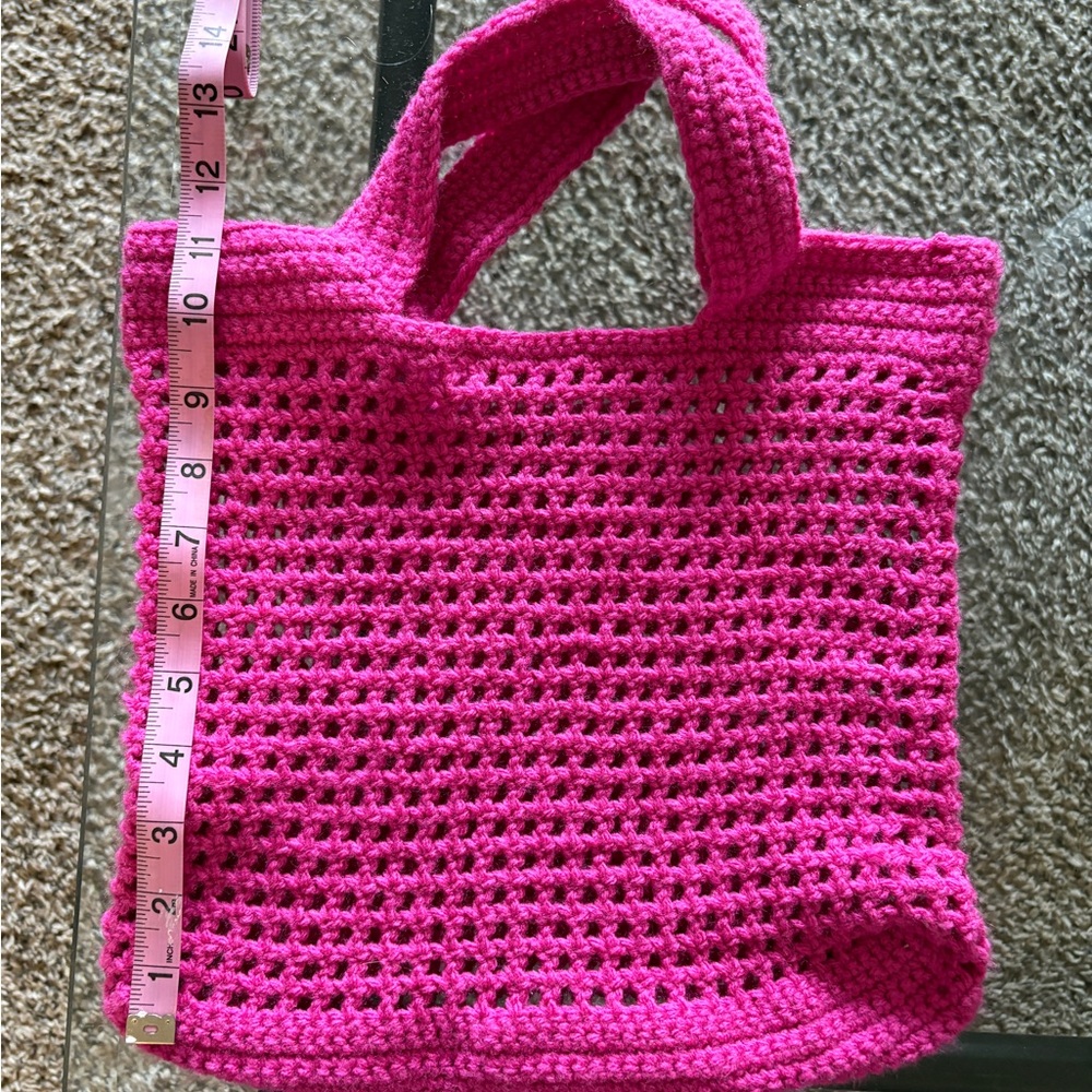 Pink Crochet Tote Bag